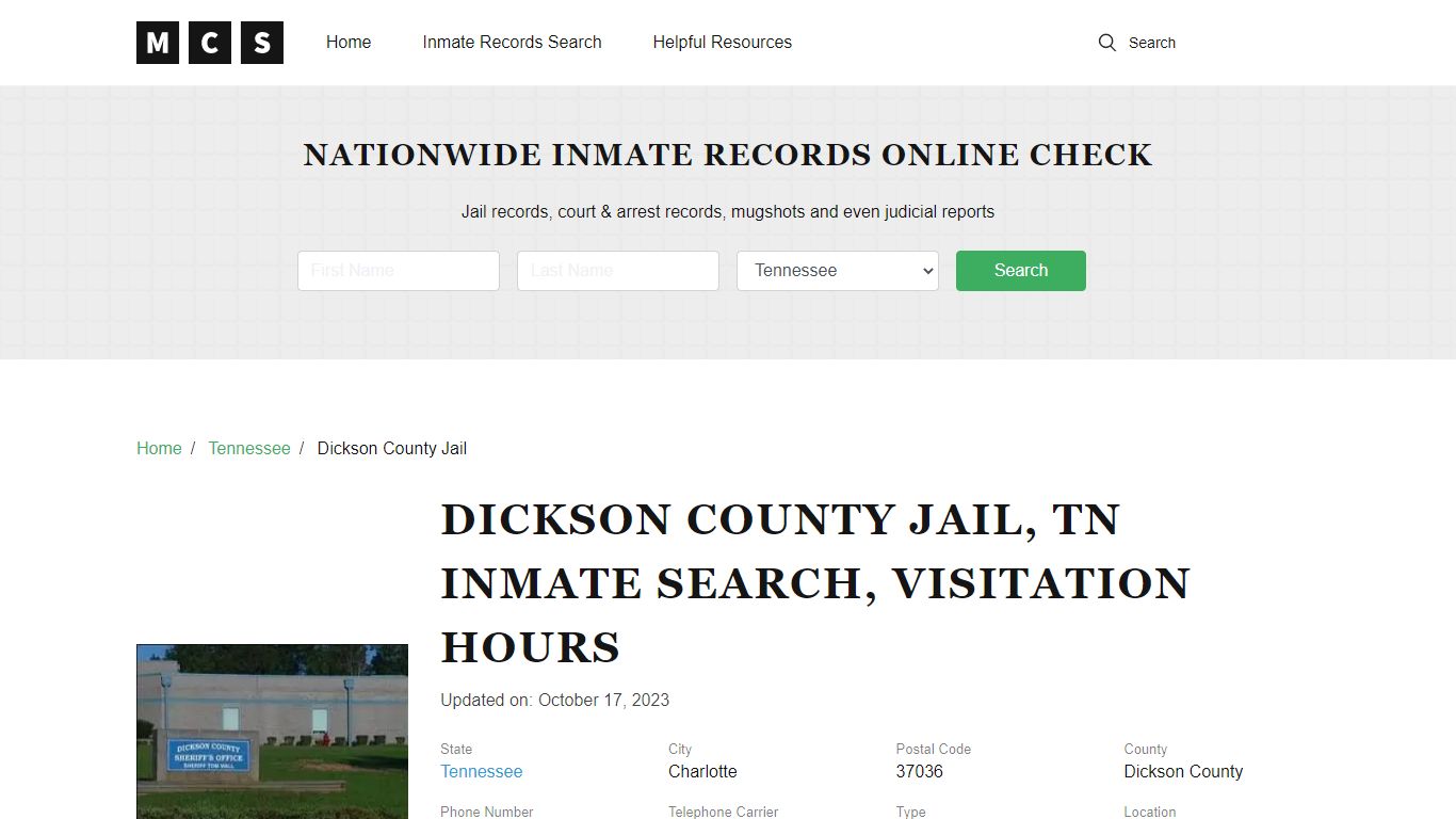 Dickson County, TN Jail Inmates Search, Visitation Rules