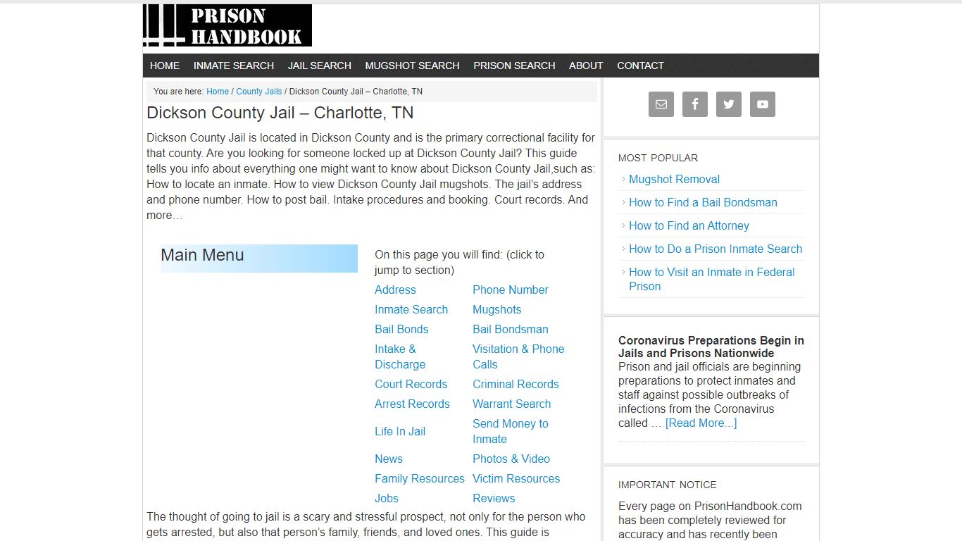 Dickson County Jail – Charlotte, TN - Prison Handbook